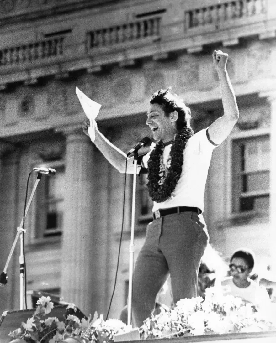 Harvey Milk in front of city hall